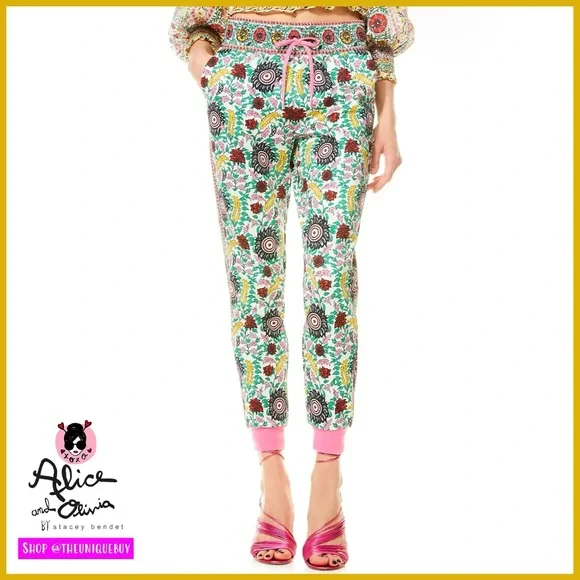 Alice + Olivia NYC Floral Slim Jogger Trouser Pant